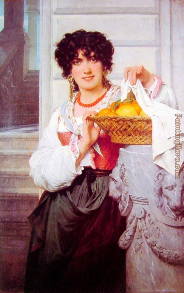 Pierre-Auguste Cot Pisan Girl with Basket of Oranges and Lemons